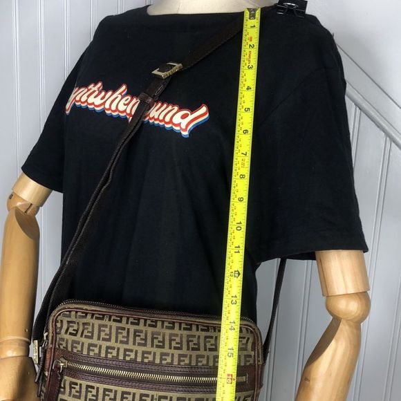 FENDI Zucca Canvas & Leather Crossbody Messenger Shoulder Bag Large Size Vintage - Picture 9 of 17